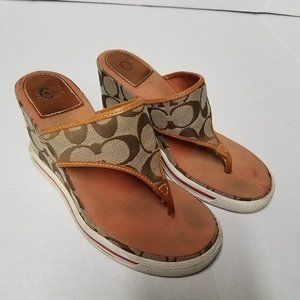 Coach  Alisha Signature Logo Wedges Sandals Size 6